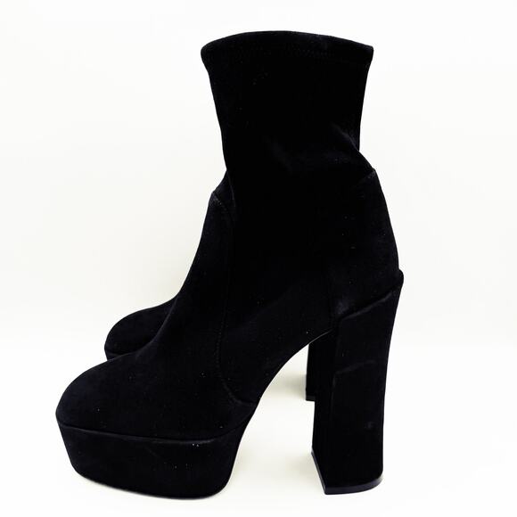 Stuart Weitzman Skyhigh 145 Platform Booties US 10 Black Stretch Suede NWOB - Picture 7 of 11